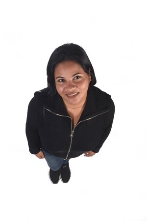 top view portrait of a woman on  whiteの写真素材