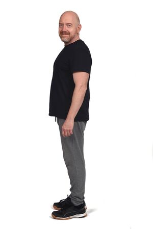 profile man with sportswear and looking at cameraの写真素材