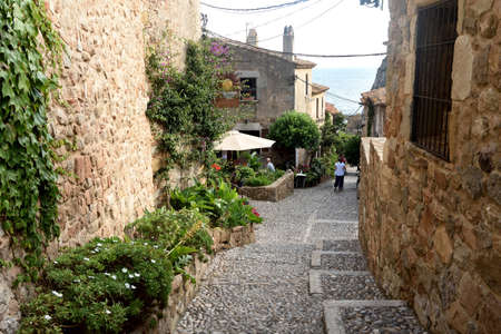 old town of Tossa de Mar, Girona province, Catalonia, Spainのeditorial素材