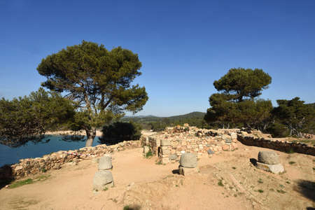 Iberian ruins of Castell, Palamos, Costa Brava, Girona Province, Catalonia, Spainの写真素材