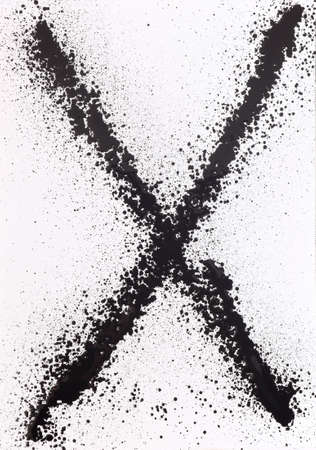 letter x with splashes and white backgroundの写真素材
