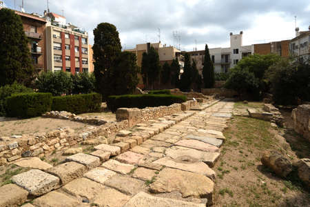 roman street in the forum of Tarragona, Spainの写真素材