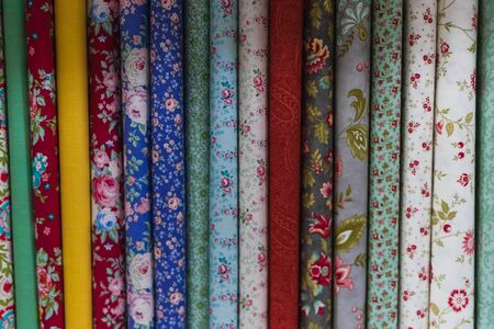 Several fabrics in different patterns with different colors