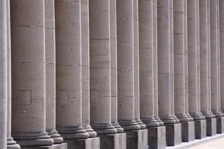 Part of a row of pillars in the sun.の写真素材