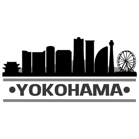 Yokohama Icon Vector Art Design Skyline Flat City Silhouette Editable Templateのイラスト素材