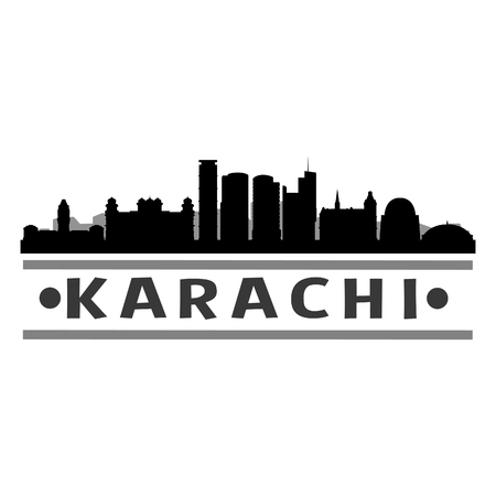 Karachi Pakistan Asia Icon Vector Art Design Skyline Flat City Silhouette Editable Templateのイラスト素材