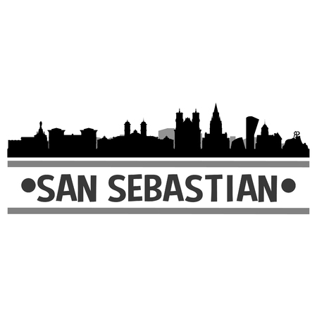 San Sebastian Spain Europe Icon Vector Art Design Skyline Flat City Silhouette Editable Templateのイラスト素材