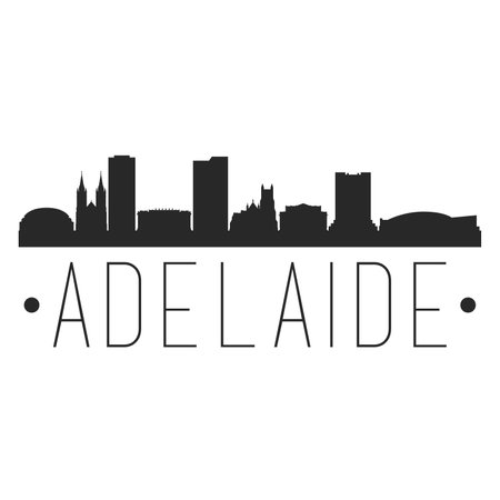 Adelaide Australia. City Skyline. Silhouette City. Design Vector. Famous Monuments.のイラスト素材