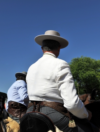 Jinetes andaluces con sombrero cordobesの写真素材