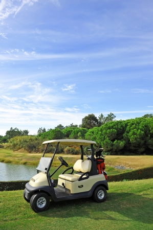 Electric car on the golf courseの写真素材
