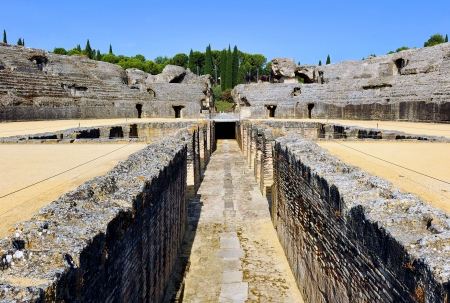 Roman Amphitheatre, Roman city of Italica, Spainの写真素材