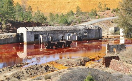 Old abandoned railway workshop, Rio Tinto, Huelva, Spain
