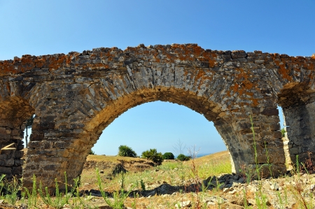 Aqueduct at the archaeological site of Baelo Claudia, Tarifa, Spainの写真素材