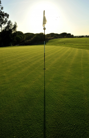 Hole on a golf course, Andalucia, Spainの写真素材