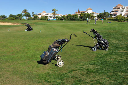 Players on the golf course, El Rompido, Huelva Province, Andalusia, Spainのeditorial素材