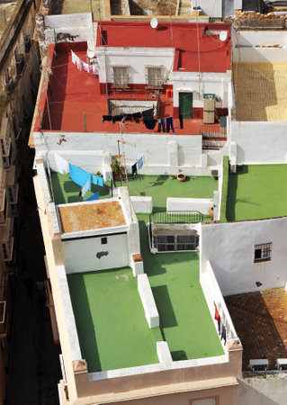 Terraces of houses, view of Cadiz, Andalusia, Spain