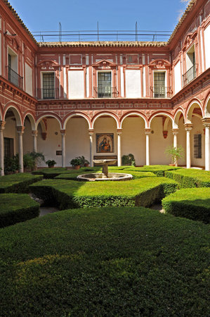 Museum of Fine Arts in Seville, Courtyard of the boxwood, Andalusia, Spainのeditorial素材