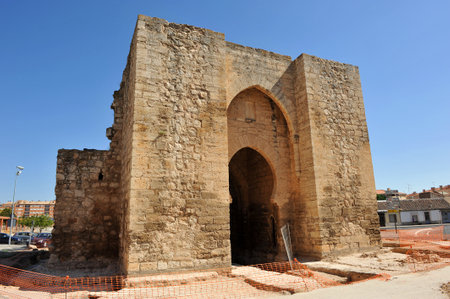 Puerta de Toledo, medieval fortress, walls of Ciudad Real, Castilla la Mancha, Spainのeditorial素材