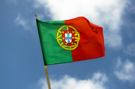 Flag of Portugal waving in the windの写真素材
