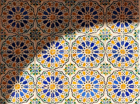 Arabic style pattern, old tiles, background, Seville, Spainの写真素材