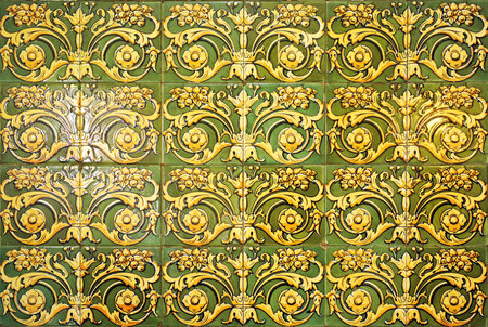 Decorating with vintage floral motifs, background, socket on antique tiles, Spainのeditorial素材