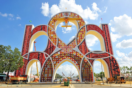 Monumental entrance to Fair 2010 Seville, Andalusia, Spainのeditorial素材