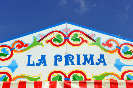 Exterior of a stand colorful decorationのeditorial素材