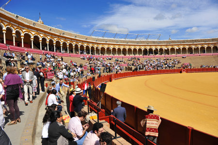 Panoramic view of the bullring Maestranza, Seville, Spainのeditorial素材