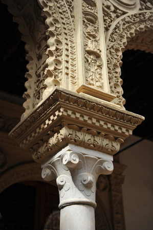 Details of Renaissance architecture, Palace House Pinelo, Seville, Andalusia, Spainの写真素材