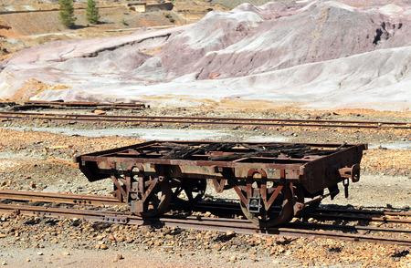old railroad cars abandoned mineral transport, Rio Tinto mines, Huelva province, Spainの写真素材