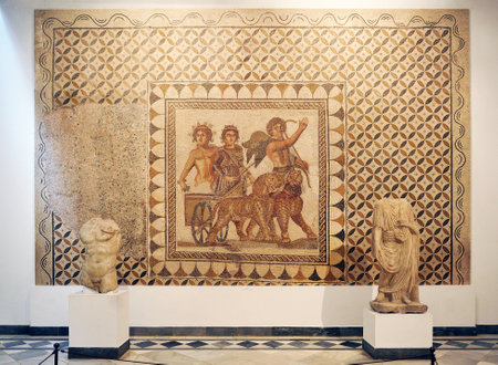 Triumph of Bacchus, roman mosaic of Italica, Seville, Spainのeditorial素材