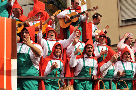 Cadiz Carnival choir performing in the street in Andalusia, Spainのeditorial素材