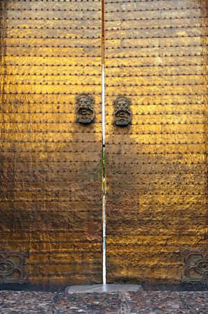 Great door gilded bronze, Mosque-Cathedral of Cordoba, Andalusia, Spainの写真素材