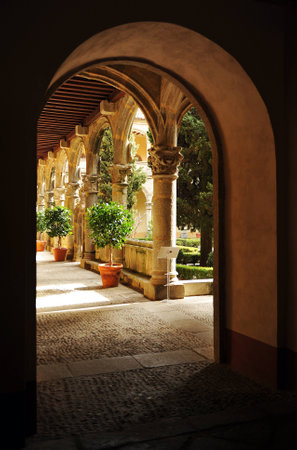 Cloister of the Monastery of Yuste, Charles V, caceres province, Extremadura, Spainのeditorial素材