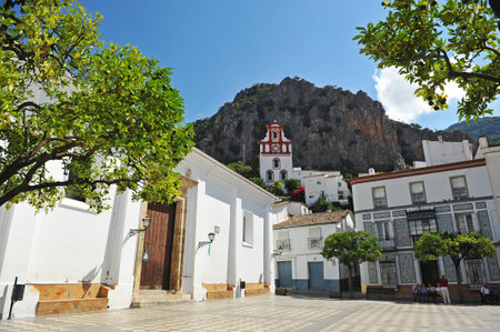 Town Hall Square, Ubrique, white villages, Cadiz province, Andalusia, Spainのeditorial素材
