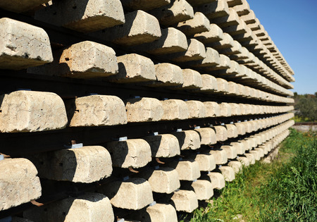 Concrete sleepers, railway material obsoleteの写真素材