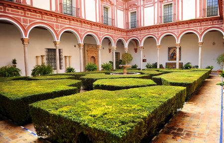 Courtyard of the boxwood, Museum of Fine Arts in Seville, Andalusia, Spain