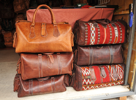 Sales stall, Travel bags, leather goodsの写真素材