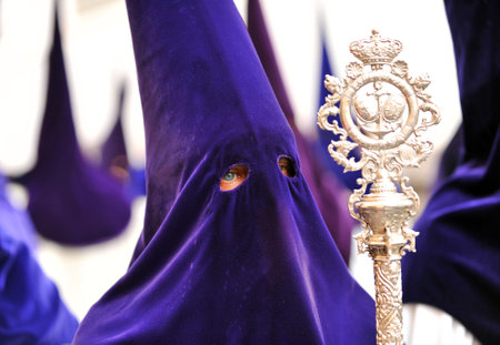 Nazarene, Holy Week in Seville, brotherhood of hope, Andalusia, Spainのeditorial素材