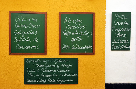 Tapas and portions, seafood, food typical of Andalusia, Spainの写真素材