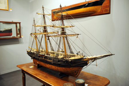 Scale model of a antique boat sailingのeditorial素材