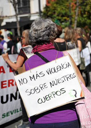 Feminist demonstration for the rights of women, day of working women, Spainのeditorial素材