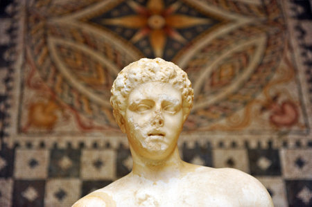 Roman sculpture and mosaic, Merida, Extremadura, Spainのeditorial素材