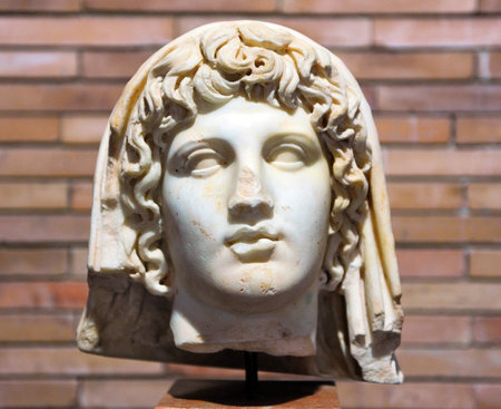 Octavian Augustus, Roman emperor, Roman sculpture, Merida, Spainのeditorial素材