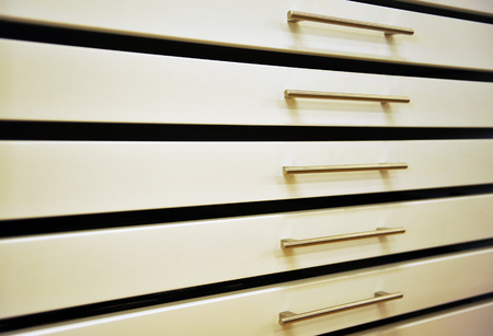 Metallic drawers, office furnitureの写真素材