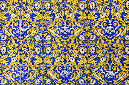 Baseboard of mosaic tiles, decorative backgroundの写真素材