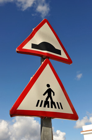 traffic signals, crosswalks and speed bumpsの写真素材