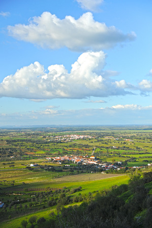 landscape of the region of Alentejo seen from the village of Monsaraz, Portugal, southern Europeの写真素材