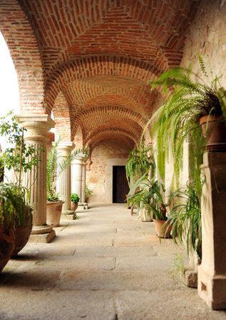 Cloister of the Convent of Palancar, Pedroso de Acim, province of Caceres, Spainのeditorial素材