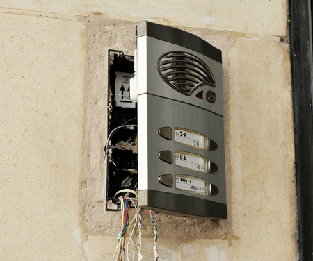 New intercom on the building doorの写真素材